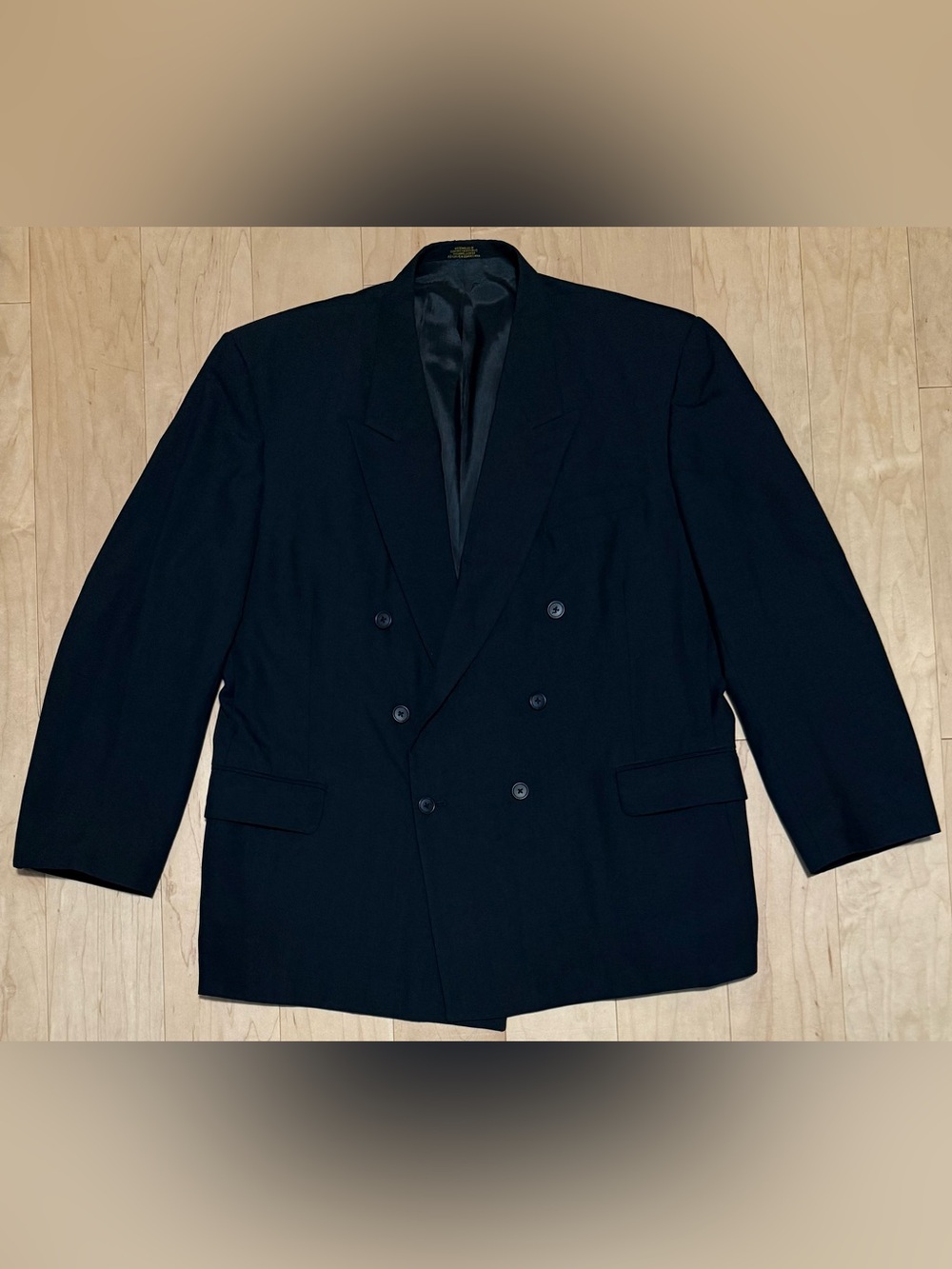 VTG JCPenney Towncraft Double Breasted Blazer Sport Coat Jacket Navy Blue 48R*